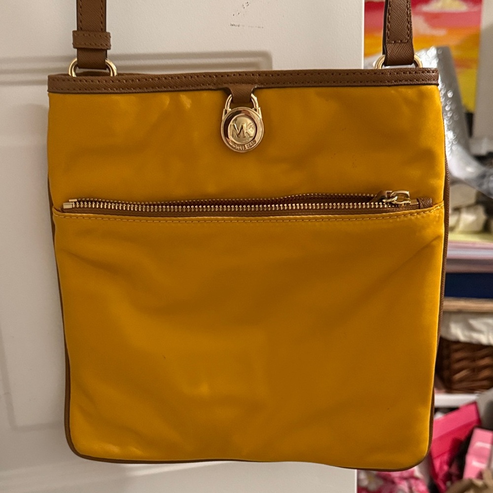 Michael Kors Mustard and Brown Crossbody Bag